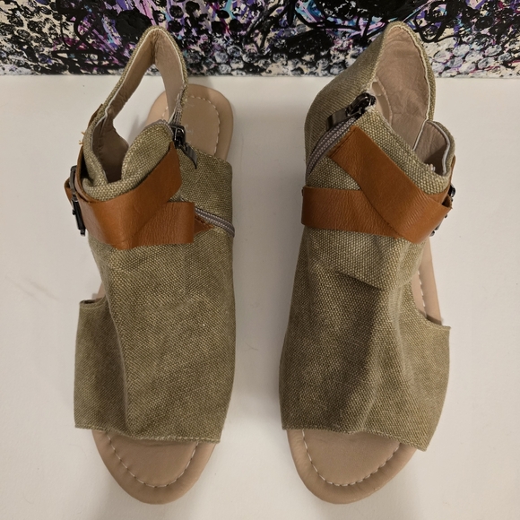 JUTI Tan Brown Sandals Ankle Shoes with Side Zipper Festival Fun Summer Size 7.5 - Picture 4 of 15